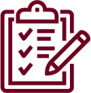 Graphic of a clipboard and checklist - We continuously improve.